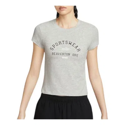 Nike (wmns)  Sportswear Phoenix Slim Short Sleeve T-shirt 'grey Heather' In Gray