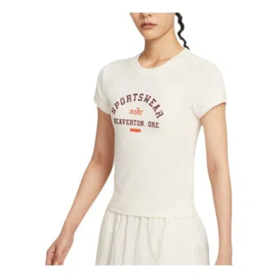 Nike (wmns)  Sportswear Phoenix Slim Short Sleeve T-shirt 'pale Ivory' In White