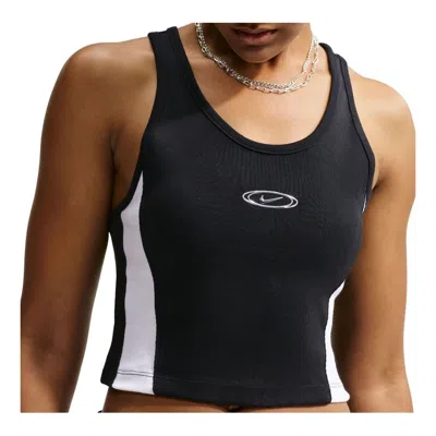 Nike (wmns)  Sportswear Tight Cropped Tank Top 'black White Metallic Silver'
