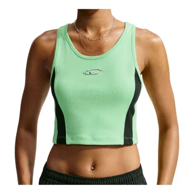 Nike (wmns)  Sportswear Tight Cropped Tank Top 'illusion Green Black Metallic Silver'