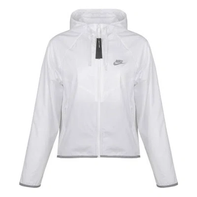Nike (wmns)  Sportswear Windrunner Sports Splice Zipper With Cap Waterproof Jacket White