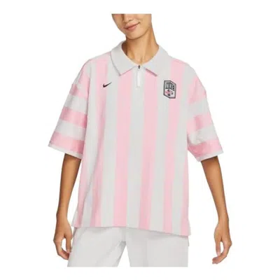 Nike (wmns)  Sportwear Turn-down Collar Short-sleeve T-shirt 'pink White'