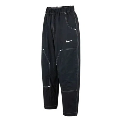 Nike (wmns)  Ss22 Logo Embroidered Casual Woven Long Pants/trousers Autumn Black