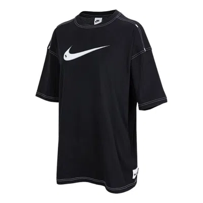 Nike (wmns)  Ss22 Logo Printing Casual Round Neck Short Sleeve Black T-shirt