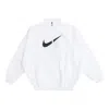 Nike (wmns)  Ss22 Sportswear Essential Logo Pattern Wrinkled Woven Loose Stand Collar Jacket White