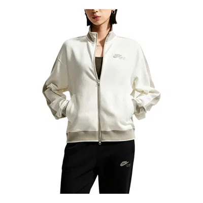 Nike (wmns)  Studio Fleece Lightweight French Terry Track Jacket 'sail Cream Ii' In White