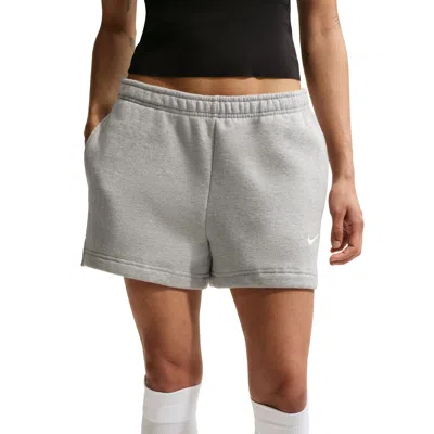 Nike (wmns)  Studio Fleece Medium Mid-rise Shorts 'dark Grey Heather Sail' In Gray