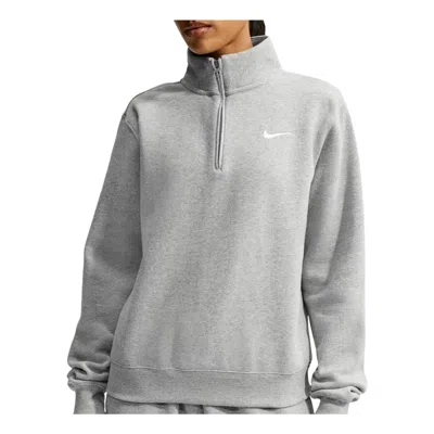 Nike Womens Studio Fleece Midweight Quarter Zip In Gray