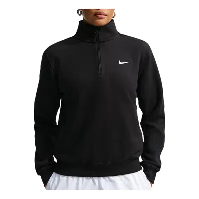 Nike Womens Studio Fleece Midweight Quarter Zip In Black