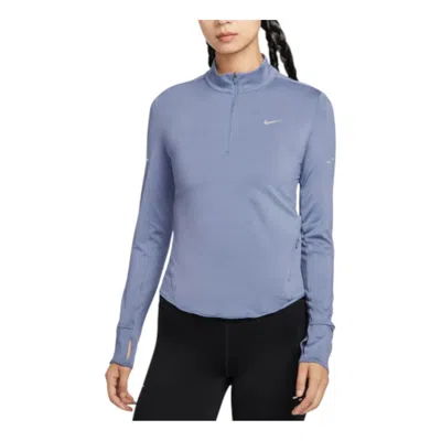 Nike (wmns)  Swift Dri-fit Sun Protection Running Top 'world Indigo Reflective Silver' In Blue