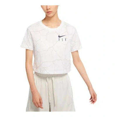 Nike (wmns)  Swoosh Fly Basketball Pattern Loose Round Neck Short Sleeve White In Yellow