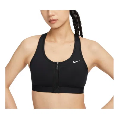 Nike (wmns)  Swoosh Front Zip Medium-support Padded Sports Bra Asia Sizing 'black'