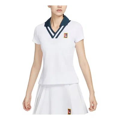 Nike (wmns)  Women By Yoon Short Sleeve Polo Shirt Asia Sizing 'white Armory Navy'