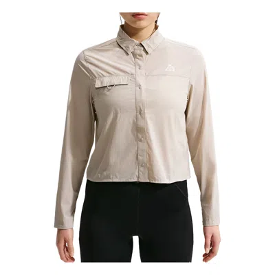 Nike (wmns)  X Acg Aireez Button-up Graphic Trail Shirt 'cream Ii Summit White' In Cream Ii/summit White