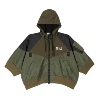 Nike (wmns)  X Sacai Full-zip Hooded Jacket Asia Sizing 'olive' In Green