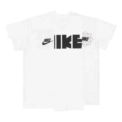 Nike (wmns)  X Sacai Splicing Logo Short Sleeve T-shirt 'white'