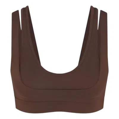 Nike (wmns)  X Skims Matte Double Strap Scoop Bra 'dark Sepia' In Brown