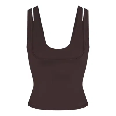 Nike (wmns)  X Skims Matte Double-strap Scoop Tank Top 'dark Sepia' In Brown
