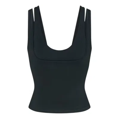 Nike Women's Skims Matte Double-strap Scoop Tank Top In Black