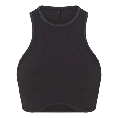 Nike (wmns)  X Skims Ribbed Seamless Racer Front Bra 'obsidian' In Black