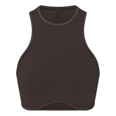 Nike (wmns)  X Skims Ribbed Seamless Racer Front Bra 'phoenix' In Brown