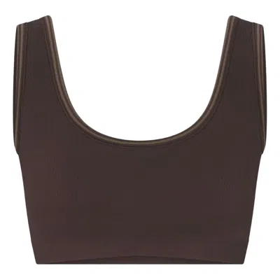 Nike (wmns)  X Skims Ribbed Seamless Scoop Bra 'phoenix' In Brown