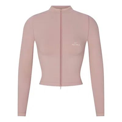 Nike (wmns)  X Skims Ribbed Seamless Zip Up Crop Jacket 'himalayan' In Pink