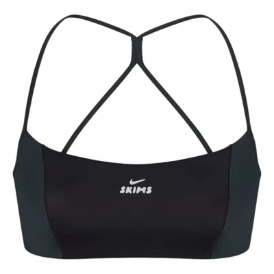 Nike (wmns)  X Skims Shine Micro-scoop Bra 'obsidian Dark Teal' In Black