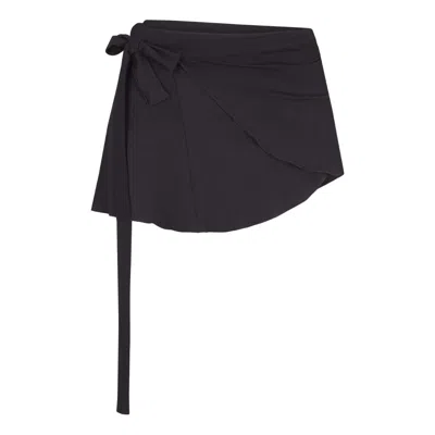 Nike (wmns)  X Skims Stretch Knit Wrap Skirt 'obsidian' In Black