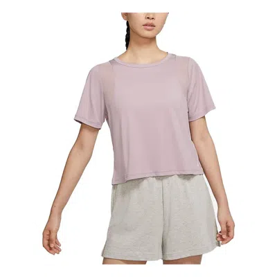Nike (wmns)  Yoga Dri-fit Mesh Quick Dry Round-neck Pink In Purple
