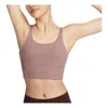 Nike (wmns)  Zenvy Rib Light-support Padded Longline Sports Bra 'smokey Mauve' In Neutral