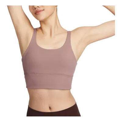 Nike (wmns)  Zenvy Rib Light-support Padded Longline Sports Bra 'smokey Mauve' In Neutral