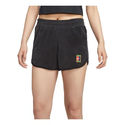 Nike (wmns) Court Heritage Mid-rise French Terry Tennis Shorts Asia Sizing 'black'