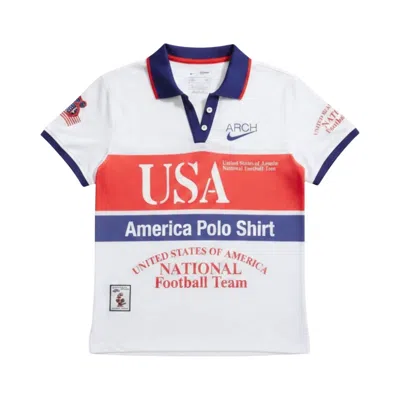 Pre-owned Nike Wmns Usa X V.a.a. Short-sleeve Polo 'white/challenge Red' | Women's Size L