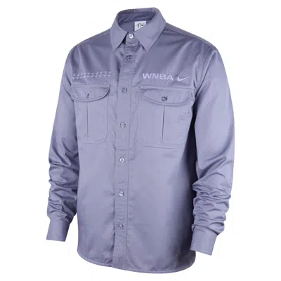 Nike Wnba 2024 All-star Weekend  Men's Woven Long-sleeve Button-up Shirt In Purple