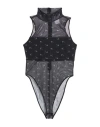 Nike Woman Bodysuit Black Size L Polyester, Elastane