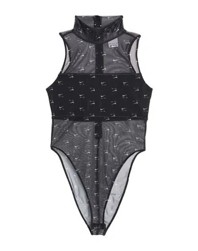 Nike Woman Bodysuit Black Size L Polyester, Elastane