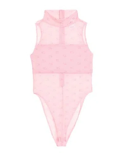 Nike Woman Bodysuit Coral Size L Polyester, Elastane In Pink