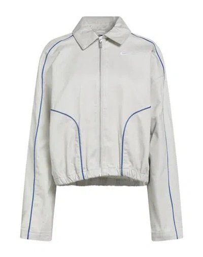 Nike Woman Jacket Light Grey Size M Cotton In Gray