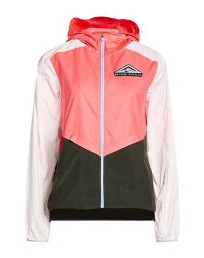 Nike Woman Jacket Orange Size Xs Polyester In Pink