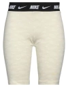Nike Woman Leggings Cream Size L Cotton, Polyester In White