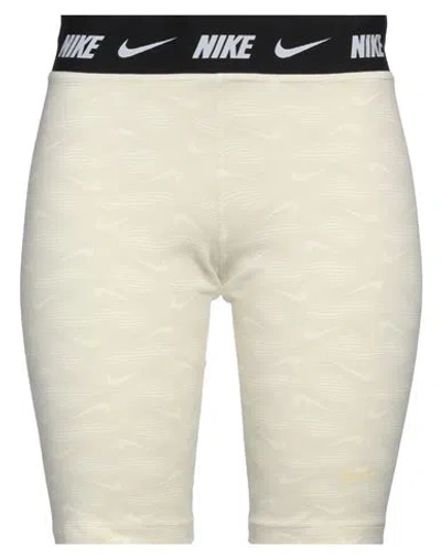 Nike Woman Leggings Cream Size M Cotton, Polyester In White