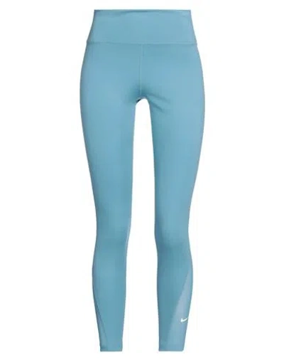 Nike Woman Leggings Pastel Blue Size L Polyester, Elastane