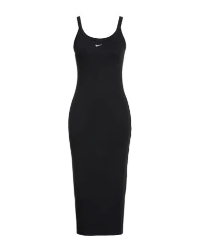 Nike Woman Midi Dress Black Size L Polyester, Lyocell, Elastane