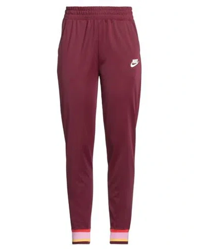 Nike Woman Pants Garnet Size L Polyester In Red