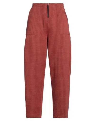 Nike Woman Pants Rust Size L Polyester, Cotton In Red