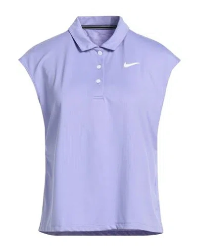 Nike Woman Polo Shirt Light Purple Size S Polyester, Elastane