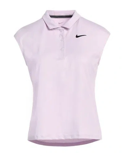 Nike Woman Polo Shirt Lilac Size L Polyester, Elastane In Purple