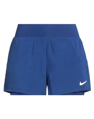 Nike Woman Shorts & Bermuda Shorts Blue Size L Polyester, Elastane