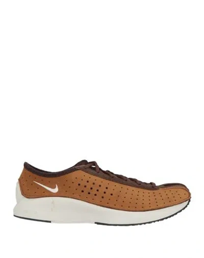 Nike Woman Sneakers Camel Size 8 Leather In Brown